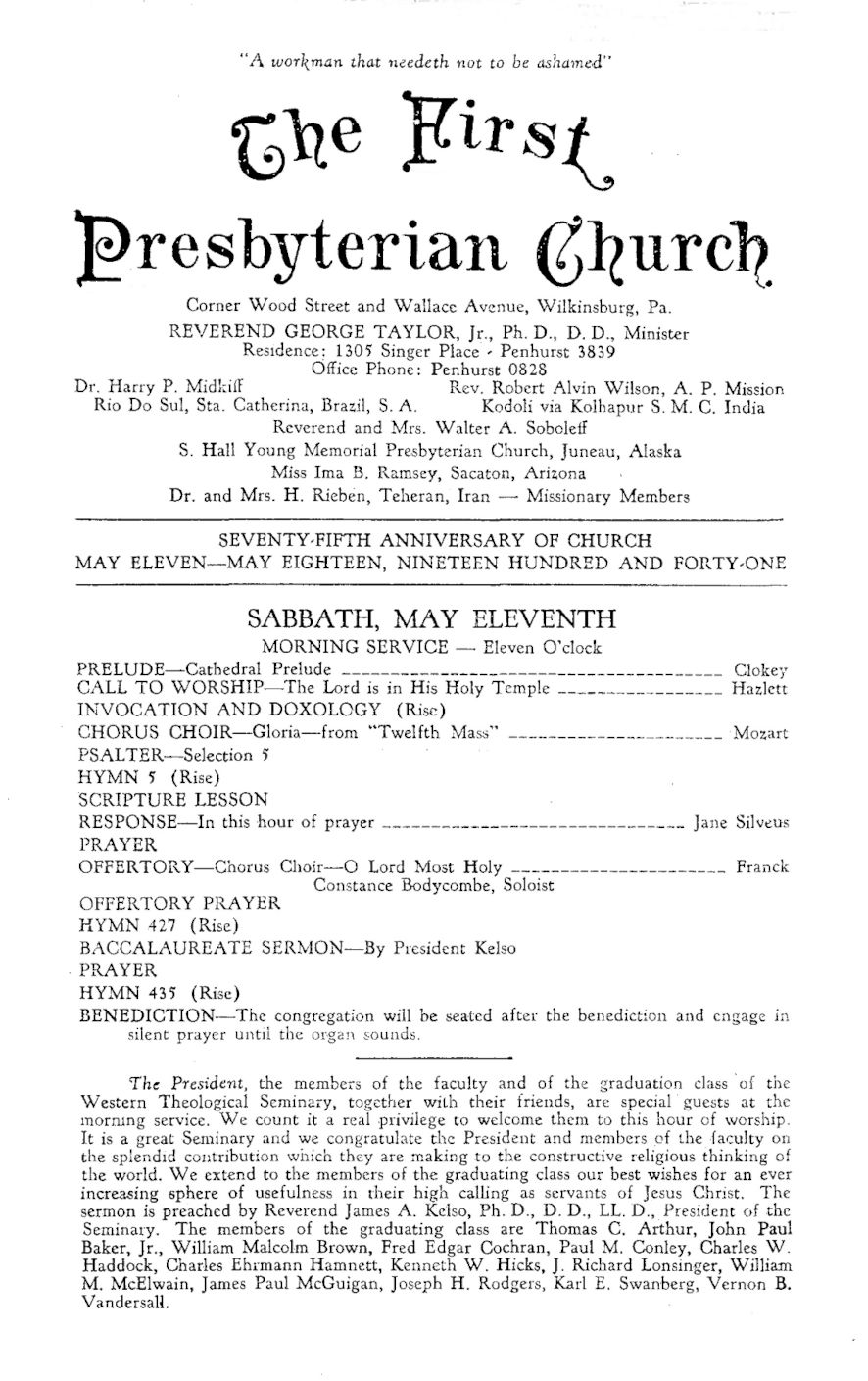 75th Anniversary Program page 1